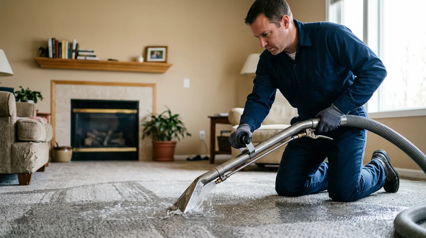 Water damage restoration technician working near Wyco, WV
